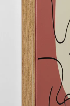 Obrazy*KARE Design Obraz 3-kolorowy Twarze Abstrakcyjne Rama W Kolorze Naturalnym 90x120 Cm