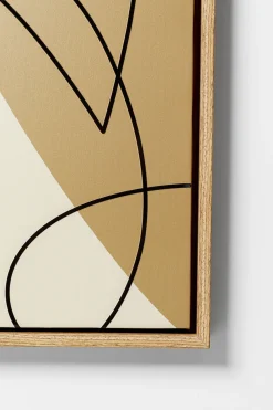 Obrazy*KARE Design Obraz 3-kolorowy Twarze Abstrakcyjne Rama W Kolorze Naturalnym 90x120 Cm