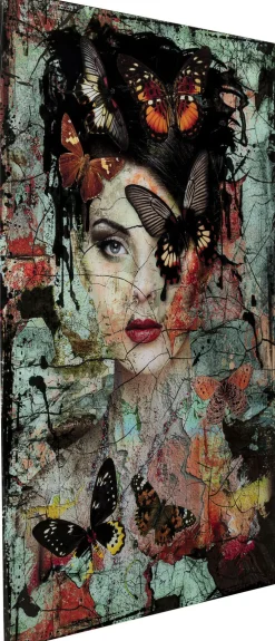 Obrazy*KARE Design Obraz Lady Butterfly 100x150 Cm Kolorowy