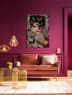 Obrazy*KARE Design Obraz Lady Butterfly 100x150 Cm Kolorowy
