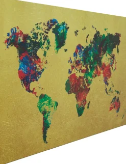 Obrazy*KARE Design Obraz Metallic Colourful Map 150x100 Cm Kolorowy