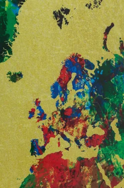 Obrazy*KARE Design Obraz Metallic Colourful Map 150x100 Cm Kolorowy