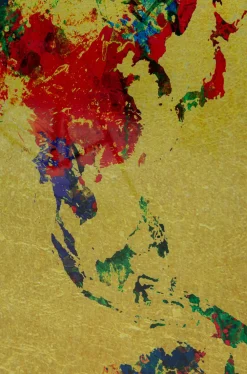 Obrazy*KARE Design Obraz Metallic Colourful Map 150x100 Cm Kolorowy