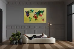 Obrazy*KARE Design Obraz Metallic Colourful Map 150x100 Cm Kolorowy