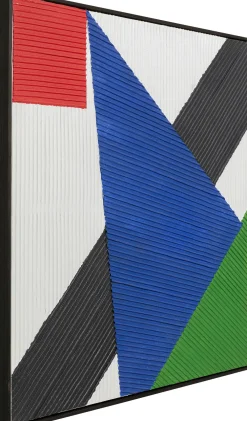 Obrazy*KARE Design Obraz Ręcznie Malowany Kolorowy Geometryczny 100x100 Cm