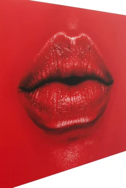 Obrazy*KARE Design Obraz Szklany Czerwony Usta 120x80 Cm