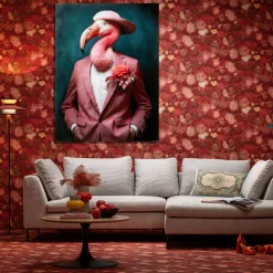 Obrazy*KARE Design Obraz Szklany Duży 120x160 Cm Motyw Zwierzęcy Flaming