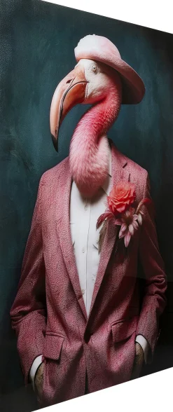 Obrazy*KARE Design Obraz Szklany Duży 120x160 Cm Motyw Zwierzęcy Flaming