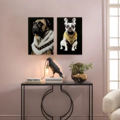 Obrazy*KARE Design Obraz Szklany Kolorowy Król Mops 40x60 Cm