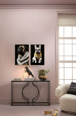 Obrazy*KARE Design Obraz Szklany Kolorowy Król Mops 40x60 Cm