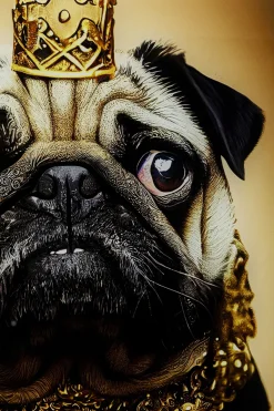 Obrazy*KARE Design Obraz Szklany Kolorowy Książę Mops 40x60 Cm