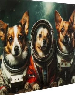 Obrazy*KARE Design Obraz Szklany Kolorowy 80x60 Cm Psy Astronauci