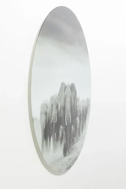 Obrazy*KARE Design Obraz Szklany Szary Okrągły Ø120 Słonie