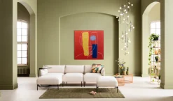 Obrazy*KARE Design Obraz Szklany Twarz 100x100 Cm Czerwone Tło