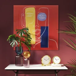 Obrazy*KARE Design Obraz Szklany Twarz 100x100 Cm Czerwone Tło