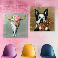 Obrazy*KARE Design Obraz Touched Dog With Pineapple 80x80 Cm