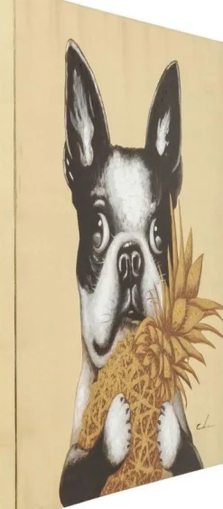 Obrazy*KARE Design Obraz Touched Dog With Pineapple 80x80 Cm