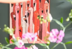 Obrazy*KARE Design Obraz Touched Flamingo Meeting 90x120 Cm