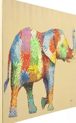 Obrazy*KARE Design Obraz Touched Flower Elephant 120x90 Cm Kolorowy