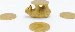 Zastawa Stołowa*KARE Design Podkładki Pod Kubki Playing Bear Ø8 Cm Złote