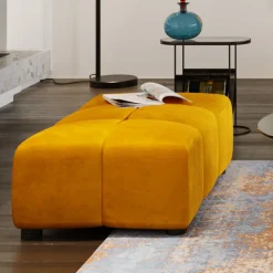 Taborety*KARE Design Podnóżek Belami Velvet 105x70 Cm Bursztynowy