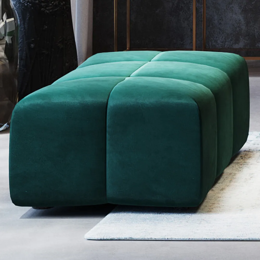 Taborety*KARE Design Podnóżek Belami Velvet 105x70 Cm Ciemnozielony