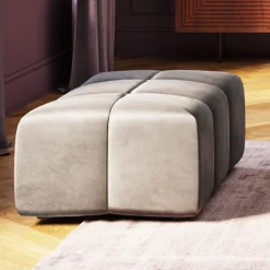 Taborety*KARE Design Podnóżek Belami Velvet 105x70 Cm Szary