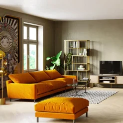 Taborety*KARE Design Podnóżek Discovery 102x102 Cm Bursztynowy
