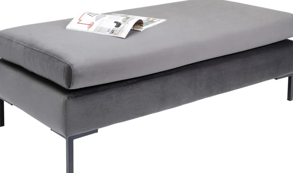 Taborety*KARE Design Podnóżek Gianni Velvet 130x62 Cm Ciemnoszary