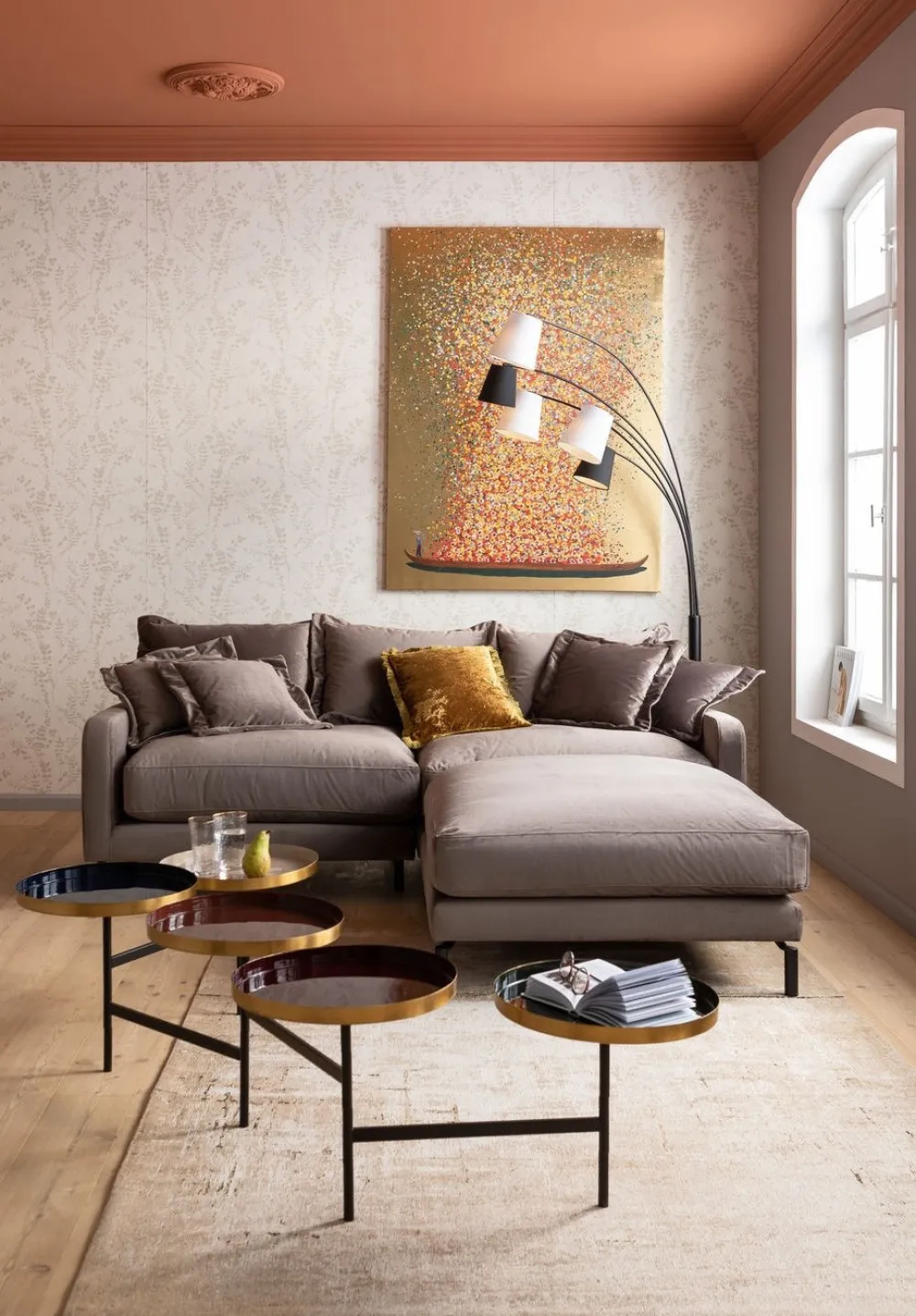 Taborety*KARE Design Podnóżek Lullaby 100x100 Cm Taupe