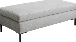 Taborety*KARE Design Podnóżek Szary Tapicerowany Na Czarnych Stalowych Nóżkach 130x62 Cm