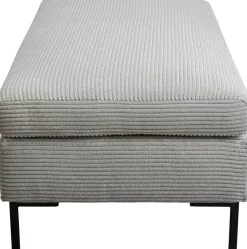 Taborety*KARE Design Podnóżek Szary Tapicerowany Na Czarnych Stalowych Nóżkach 130x62 Cm