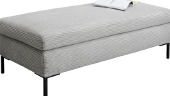 Taborety*KARE Design Podnóżek Szary Tapicerowany Na Czarnych Stalowych Nóżkach 130x62 Cm