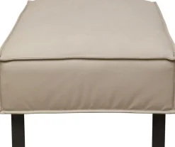 Taborety*KARE Design Podnóżek Szary Tapicerowany Skóra Naturalna 108x70 Cm