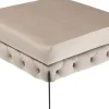 Taborety*KARE Design Podnóżek Welurowy Pikowany Beżowy Nogi Czarne Stalowe 80x80 Cm