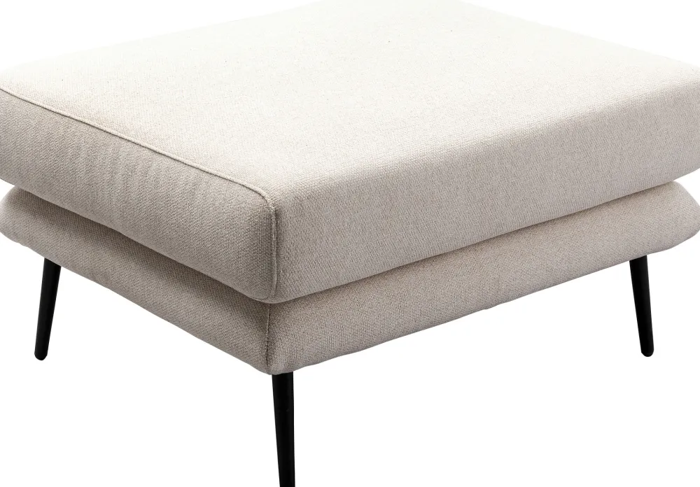 Taborety*KARE Design Podnóżek W Kolorze Kremowym Nogi Stalowe 80x68 Cm