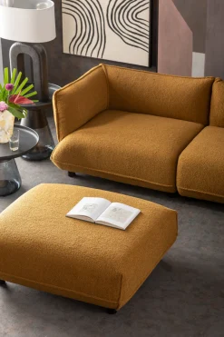 Taborety*KARE Design Podnóżek W Kolorze żółtym Tkanina Pluszowa 107x90 Cm