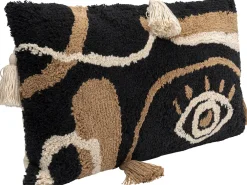 Poduszki Dekoracyjne*KARE Design Poduszka Dekoracyjna Boho Z Frędzami 60x35 Cm Oko Czarno-beżowa