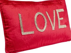 Poduszki Dekoracyjne*KARE Design Poduszka Dekoracyjna Czerwona Aksamitna Z Napisem Love 60x35 Cm