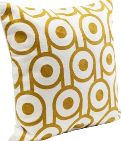 Poduszki Dekoracyjne*KARE Design Poduszka Dekoracyjna Nowoczesna Biało-złota Koliste Wzory 50x50 Cm