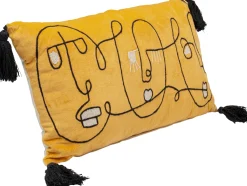 Poduszki Dekoracyjne*KARE Design Poduszka Dekoracyjna żółta Z Frędzlami 60x35 Cm Twarze Artystyczne