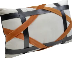 Poduszki Dekoracyjne*KARE Design Poduszka Dekoracyjna Z Czarno-pomarańczowymi Pasami 50x30 Cm