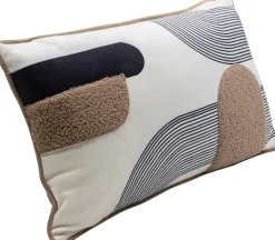 Poduszki Dekoracyjne*KARE Design Poduszka Dekoracyjna Ze Wzorami I Lamówką Biało-brązowa 50x30 Cm