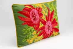 Poduszki Dekoracyjne*KARE Design Poduszka Dekoracyjna Zielona Kwiaty 60x40 Cm