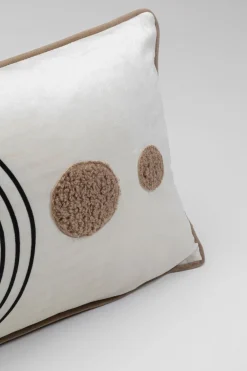 Poduszki Dekoracyjne*KARE Design Poduszka Dekoracyjna Z Lamówką Biało-brązowa 50x30 Cm Czarne Wzory