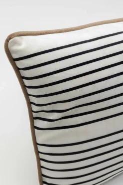 Poduszki Dekoracyjne*KARE Design Poduszka Dekoracyjna Z Lamówką Biało-brązowa 50x30 Cm Czarne Wzory