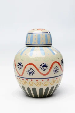 Figurki Dekoracyjne*KARE Design Pojemnik Dekoracyjny Z Ceramiki Boho Kolorowe Wzory Ø19x25 Cm