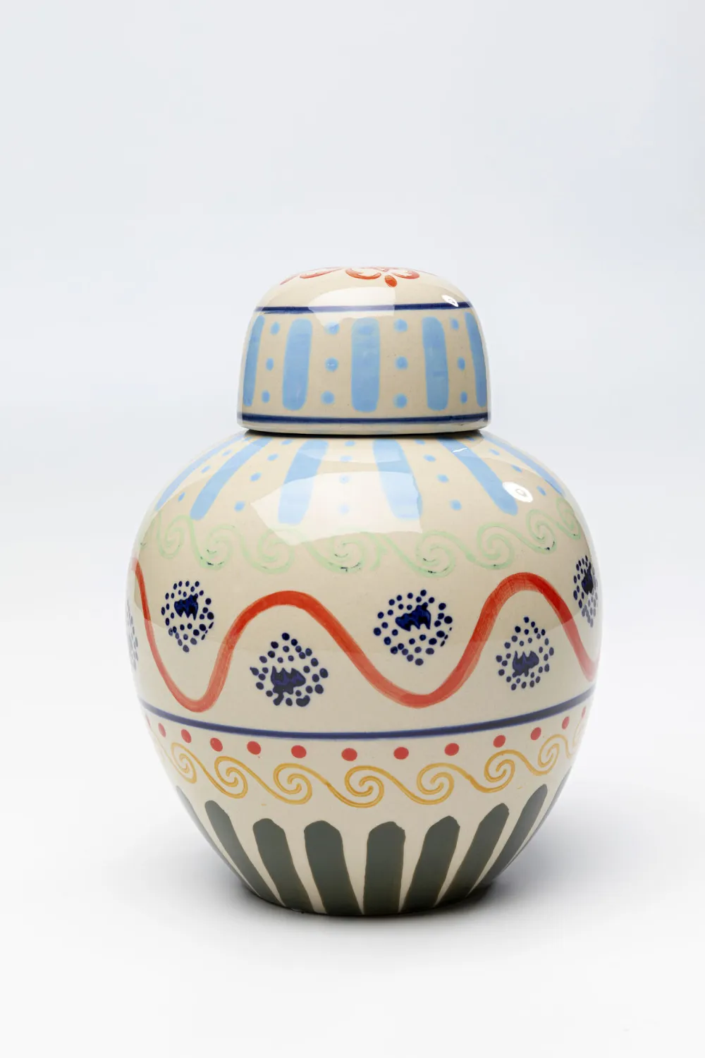 Figurki Dekoracyjne*KARE Design Pojemnik Dekoracyjny Z Ceramiki Boho Kolorowe Wzory Ø19x25 Cm