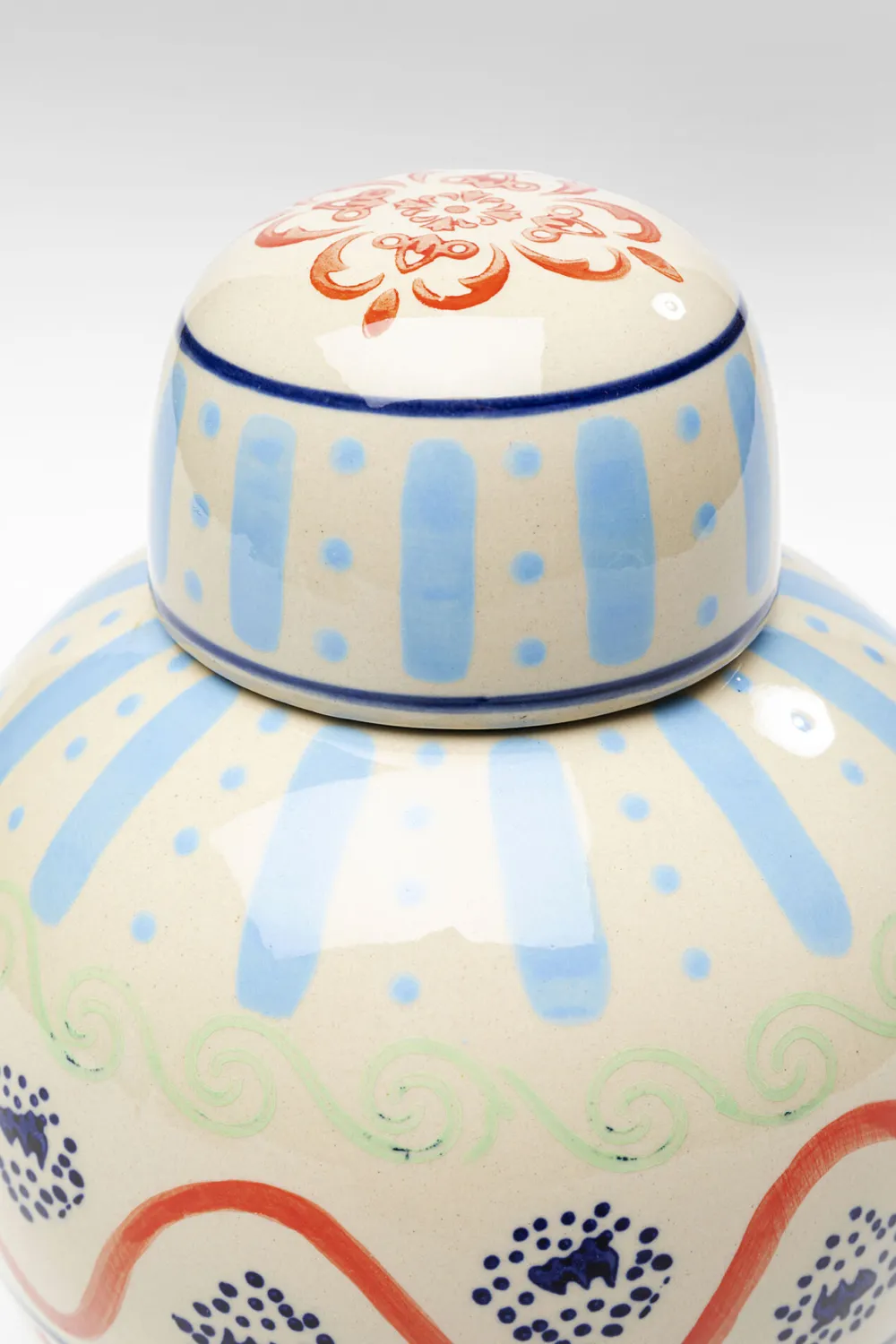 Figurki Dekoracyjne*KARE Design Pojemnik Dekoracyjny Z Ceramiki Boho Kolorowe Wzory Ø19x25 Cm