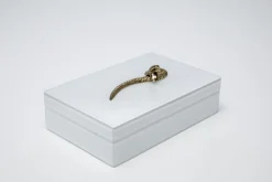 Pudełka Na Biżuterię|Pudełka Dekoracyjne*KARE Design Pudełko Na Biżuterię Białe Szkło Wąż 28x17 Cm